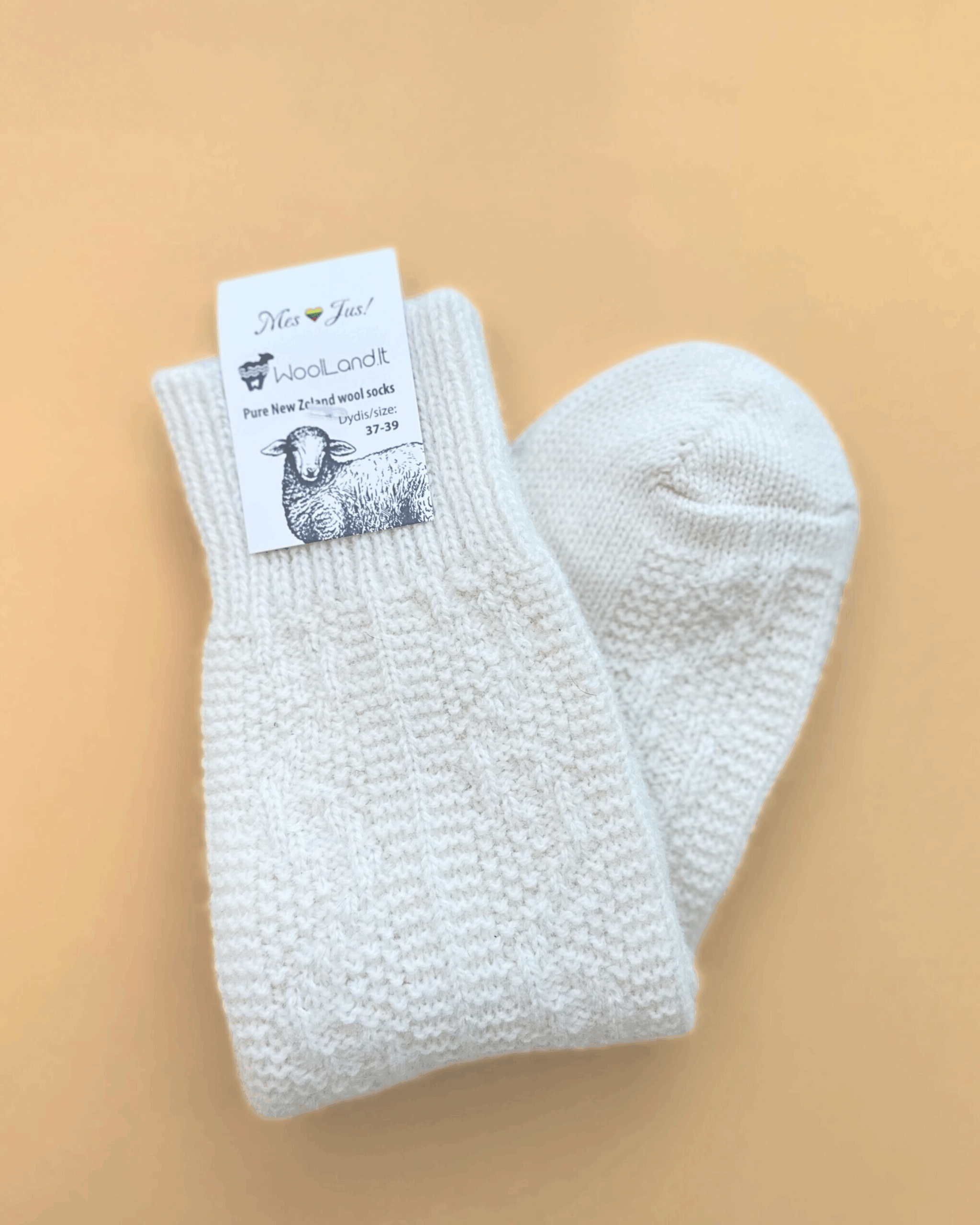 New Zealand sheep wool socks – WHITE, WoolLando