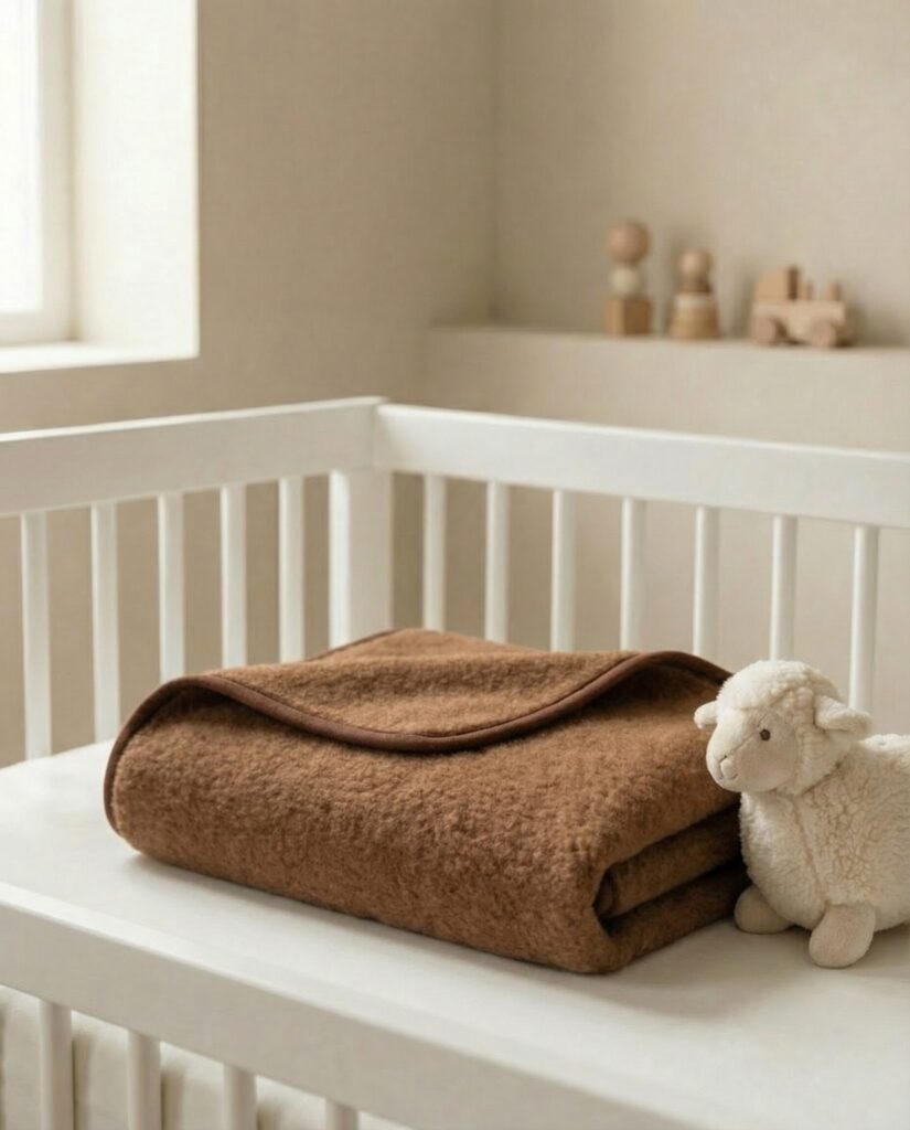 Children’s lightweight camel and merino wool duvet–throw, WoolLando