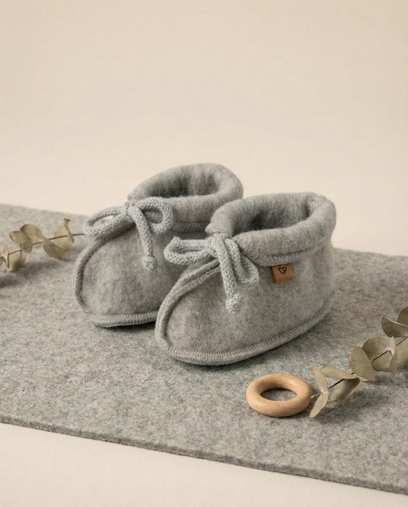 Children’s grey natural wool booties – Zaffiro