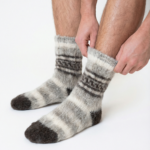 Felted 100% Siberian Husky dog wool multicolored socks, WoolLando