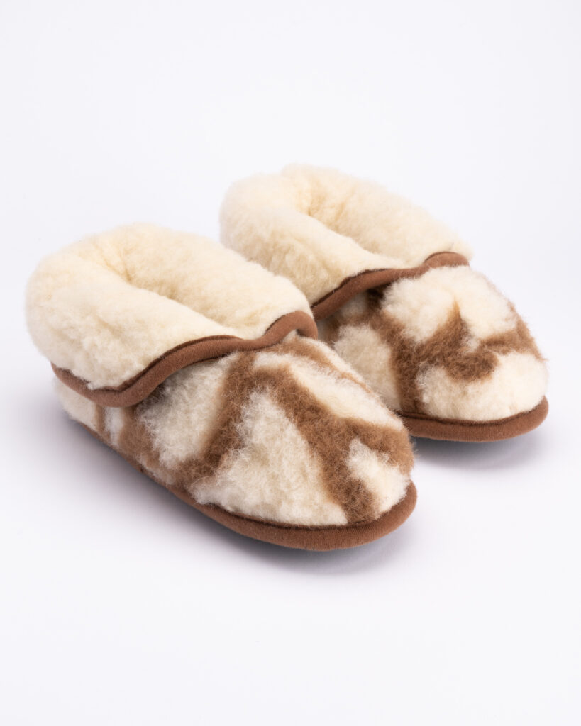 Merino wool ankle boot slippers GIRAFFE, WoolLando