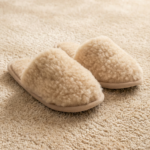 Yellow merino wool slippers PŪKĖ, WoolLando