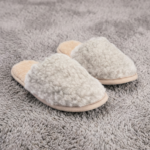Light grey Merino wool slippers KIKO, WoolLando