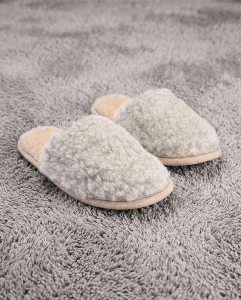 Light grey Merino wool slippers KIKO, WoolLando