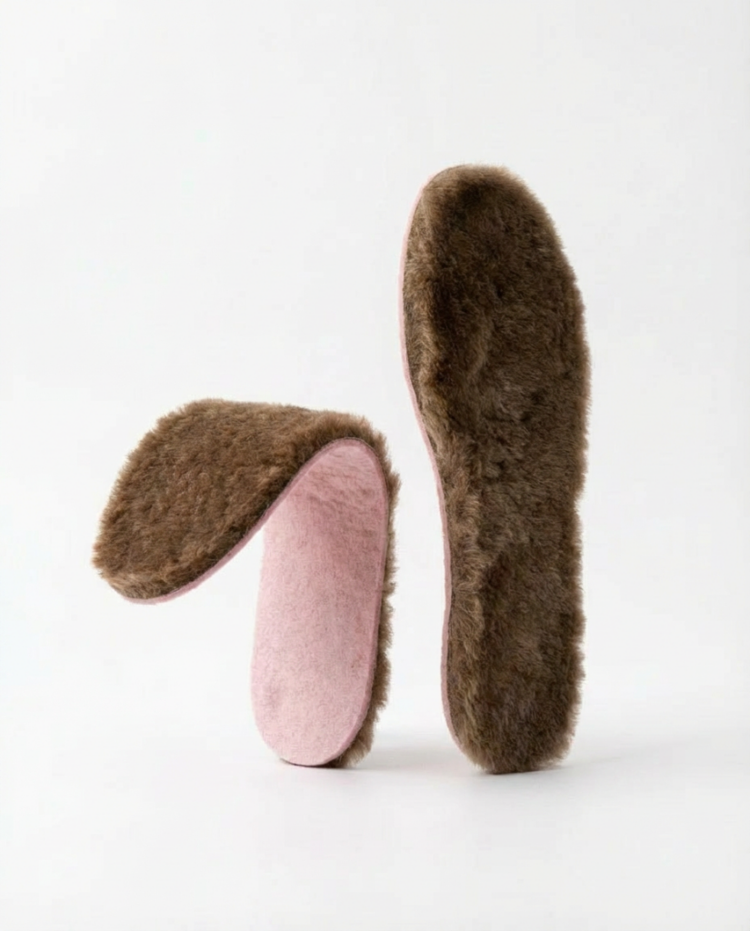Light natural pressed wool insoles with foil, WoolLando