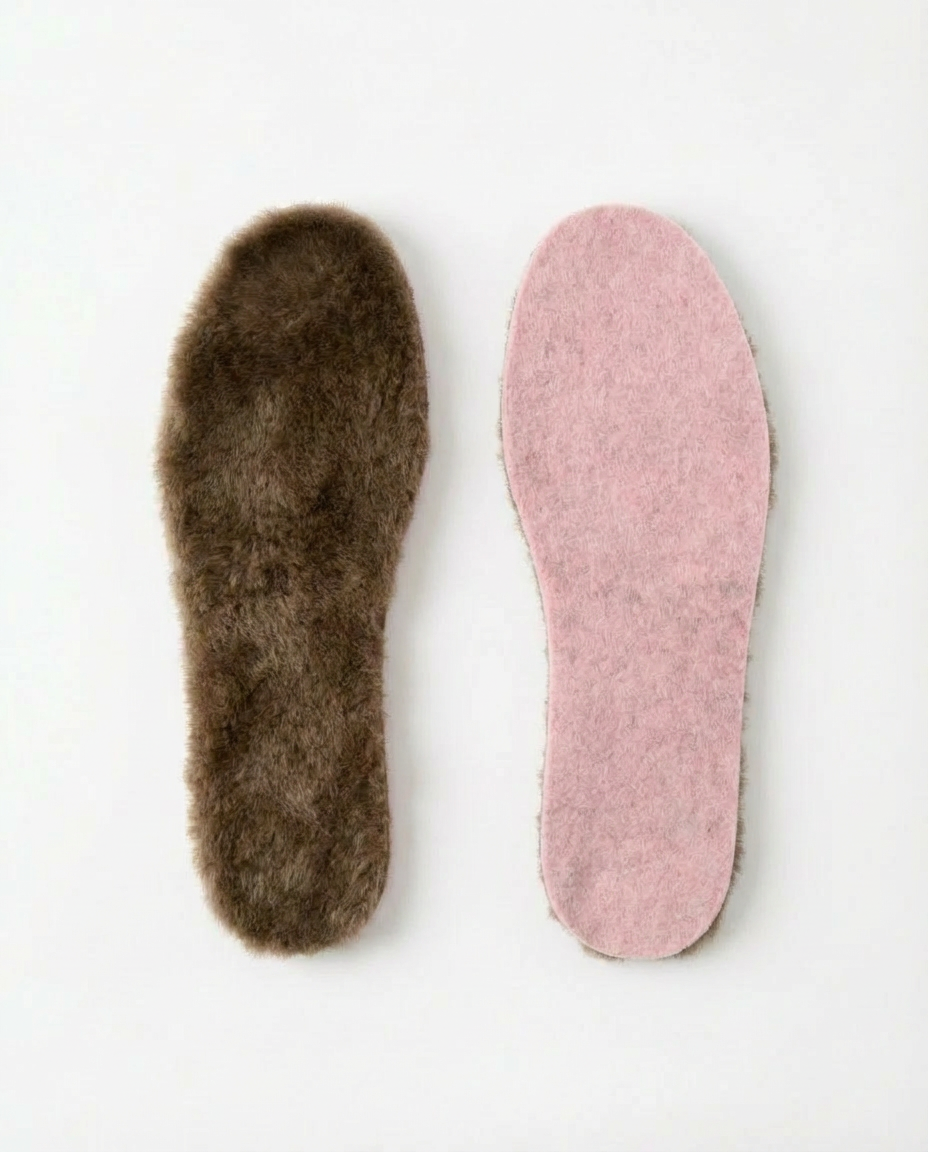 Light natural pressed wool insoles with foil, WoolLando