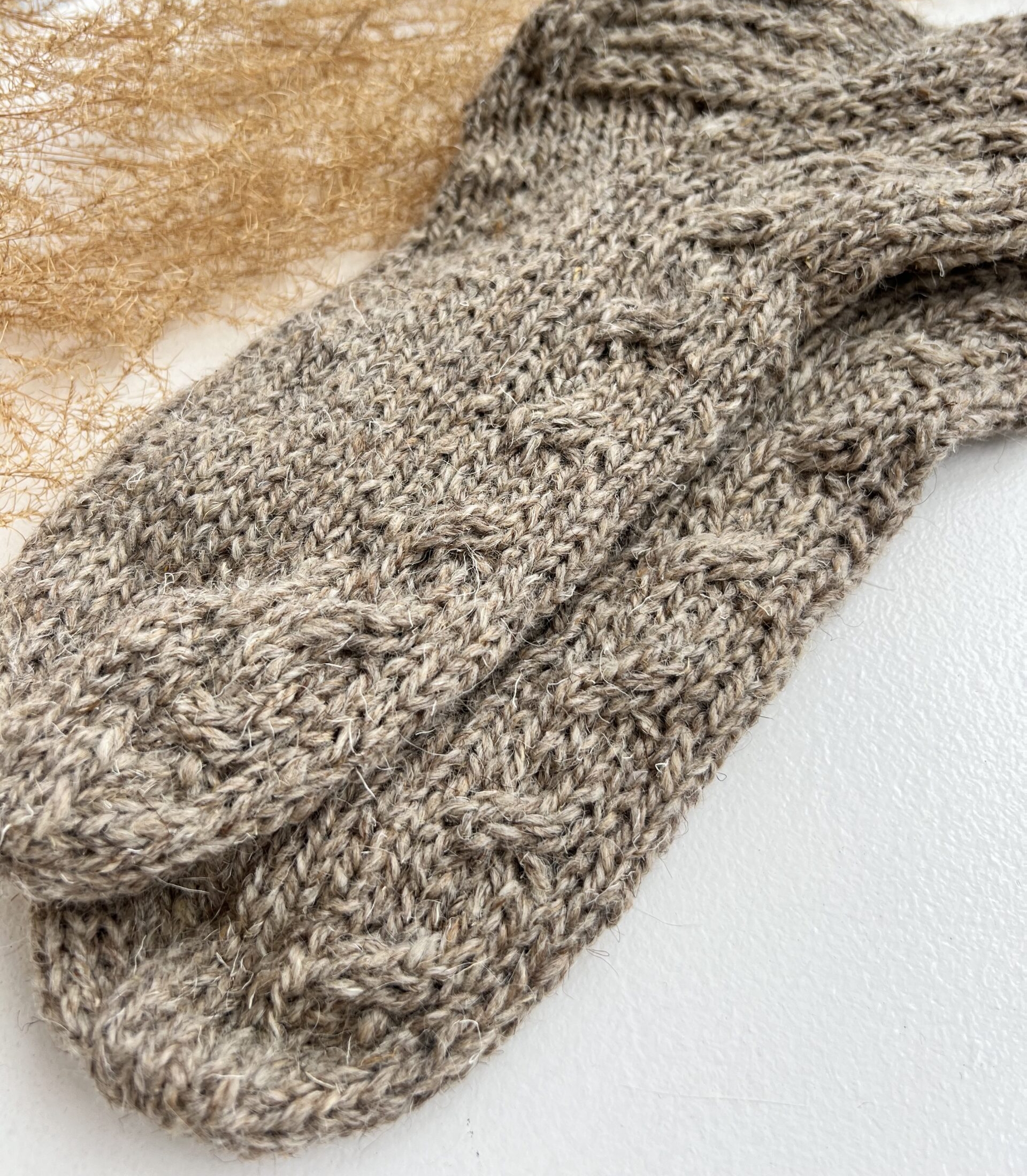 Handmade sheep–dog wool brown socks, WoolLando